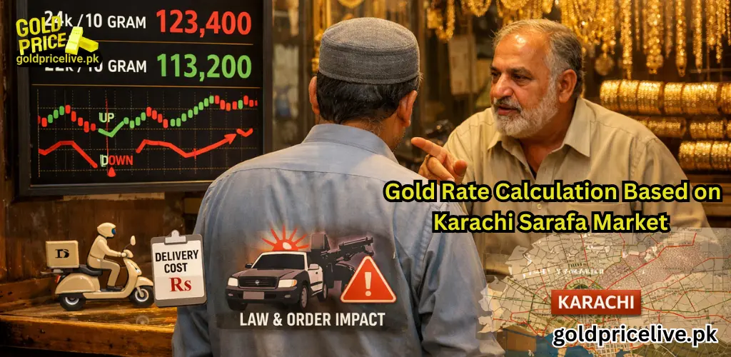 How gold rate is calculated in Pakistan Gold Rate Calculation Based on Karachi Sarafa Market for karachi only image